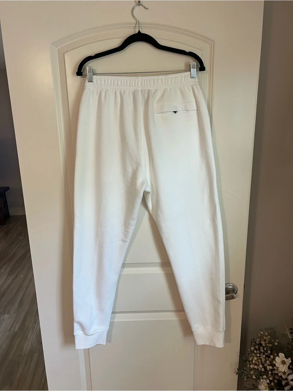 Nike White Track Joggers with Black Swoosh